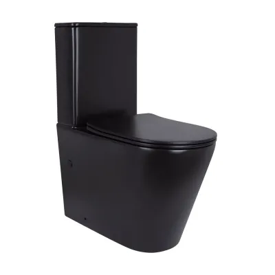 Унитаз напольный Qtap Scorpio безободковый с сиденьем Soft-close черный матовый (QT14226088AMB)