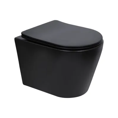 Унитаз подвесной Qtap Scorpio безободковый с сиденьем Soft-close черный матовый (QT14332380AMB)