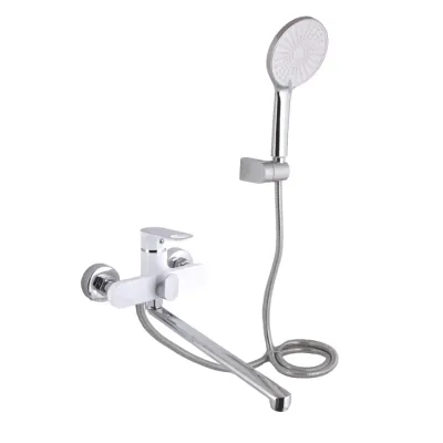 Змішувач для ванни Qtap Jay з душовим гарнітуром хром/білий (QTJAY2601CRW45552)
