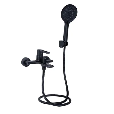 Змішувач для ванни Qtap Taurus з душовим гарнітуром чорний матовий (QTTAU259BLM45662)