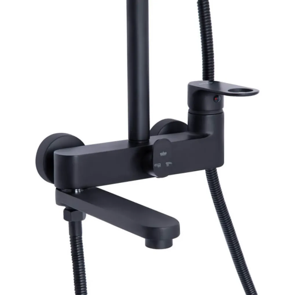 Душова система Qtap Jay на три споживача (з виливом) QTJAY111BLM45549 Black Matt- Фото 3