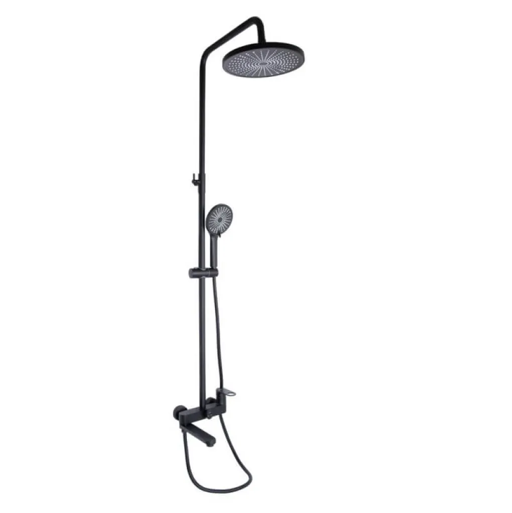 Душова система Qtap Jay на три споживача (з виливом) QTJAY111BLM45549 Black Matt- Фото 1