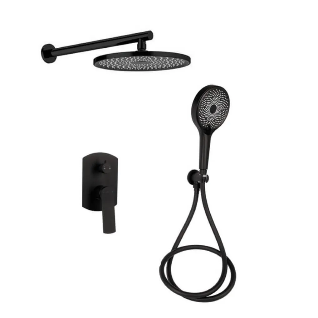 Душевая система Qtap Slavonice скрытого монтажа на два потребителя QTSLA113BLM45900 Black- Фото 1