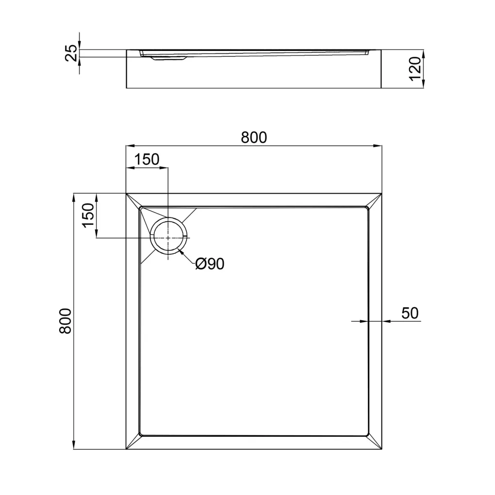 Душовий піддон Qtap Tern 308812C 800x800x120 з сифоном білий (TERN308812C)- Фото 4