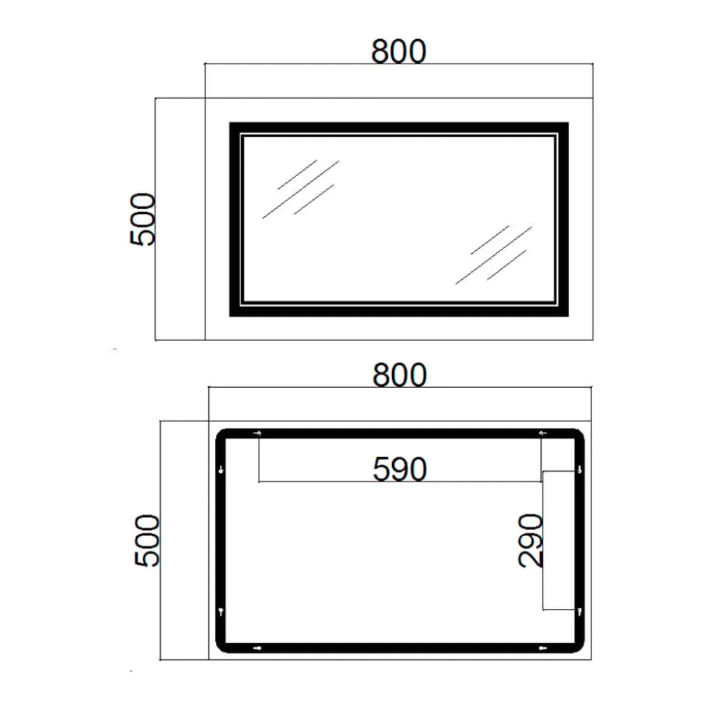 Дзеркало Qtap Cardinal 500х800, з LED-підсвічуванням та антизапотіванням (QT0478C5080)- Фото 2