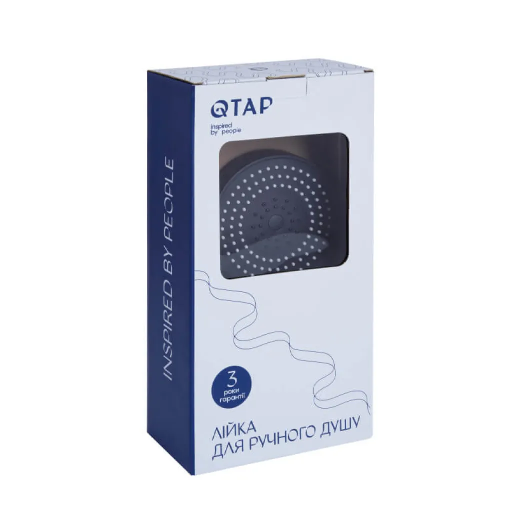 Лійка для ручного душу Qtap Rucni D 130 Black Matt- Фото 2