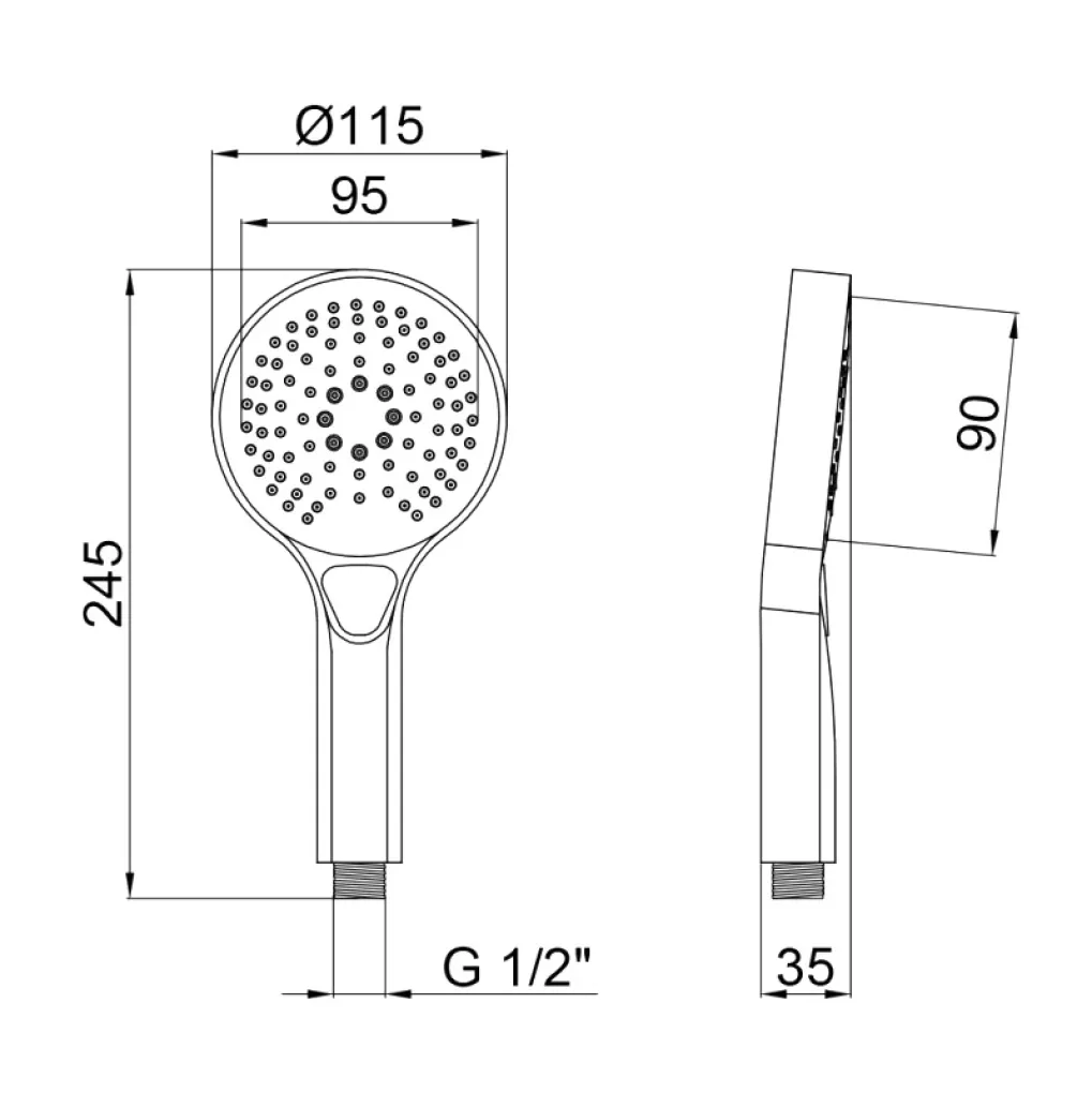 Лейка для ручного душа Qtap Rucni 115 мм, хром (QTRUCA120O3KCW)- Фото 2
