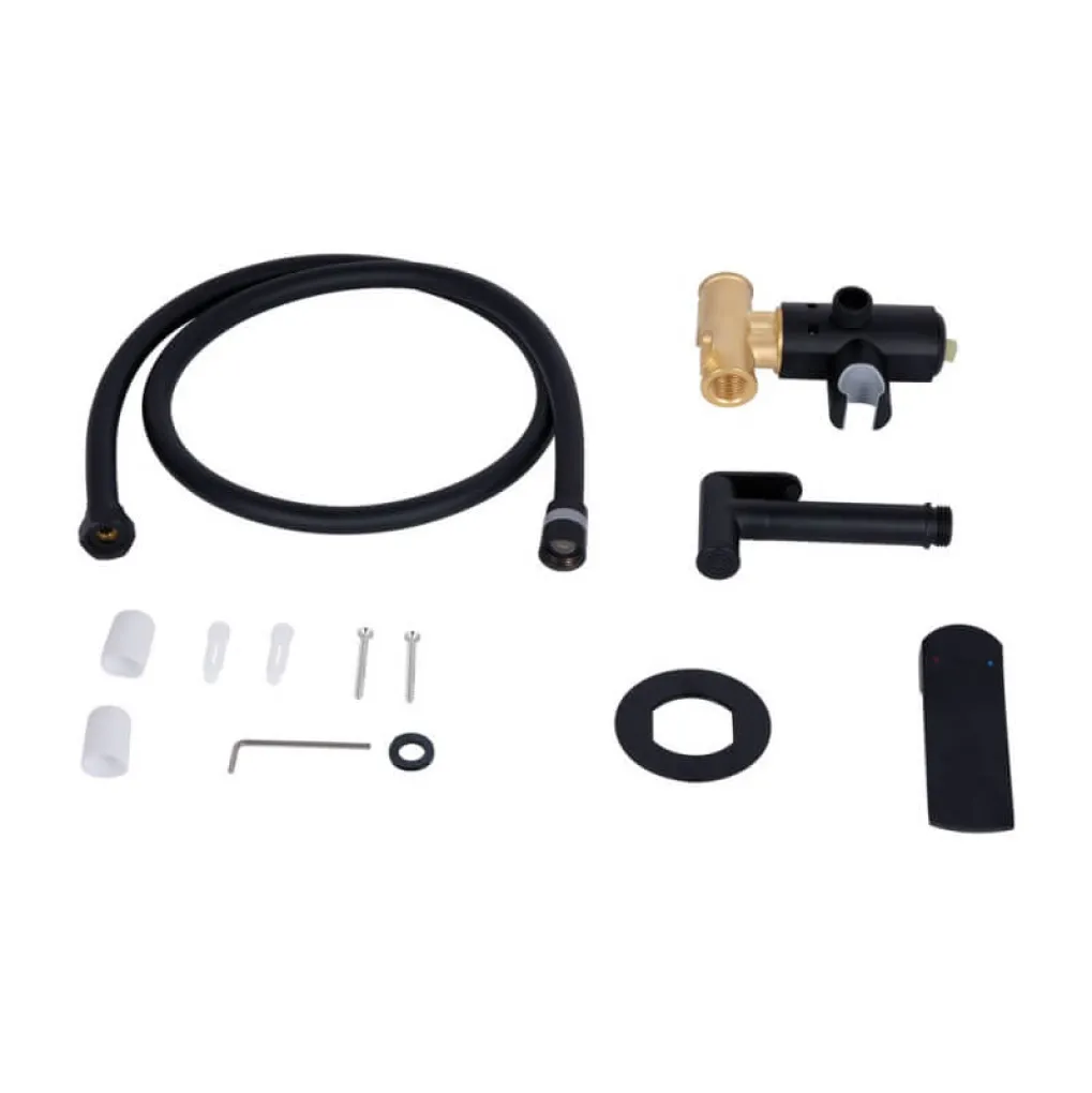 Набор для гигиенического душа Qtap Slavonice округлый QTSLA262BLM45917 Black Matt- Фото 4