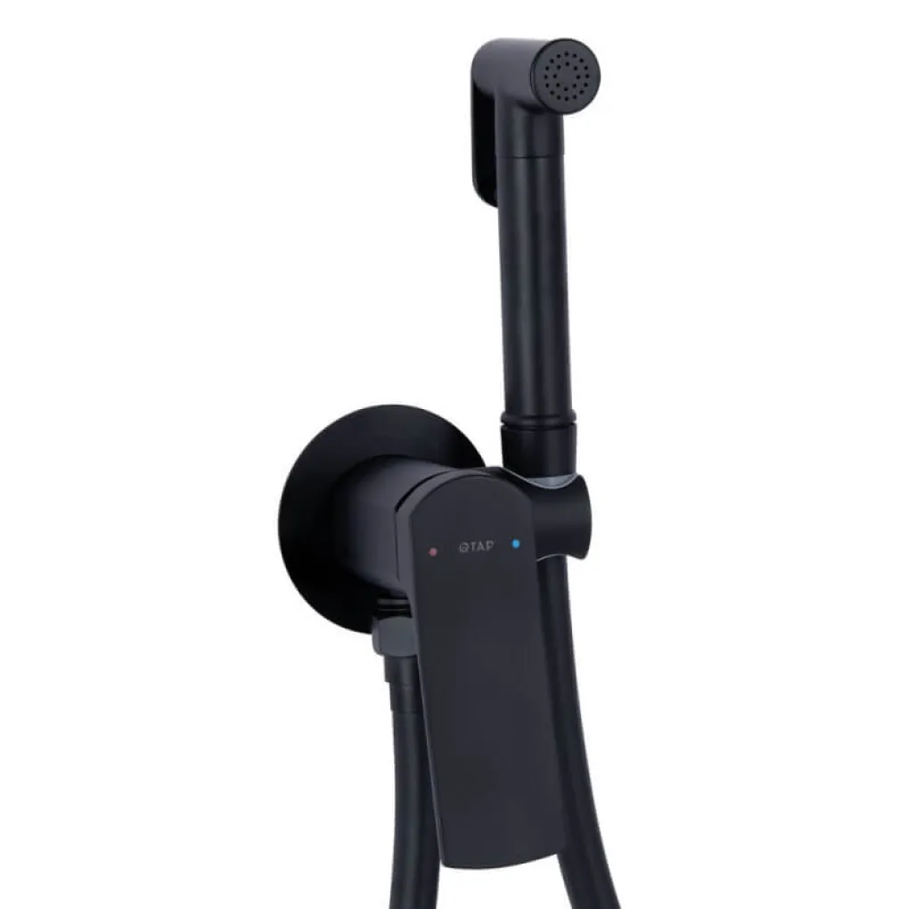 Набор для гигиенического душа Qtap Slavonice округлый QTSLA262BLM45917 Black Matt- Фото 1