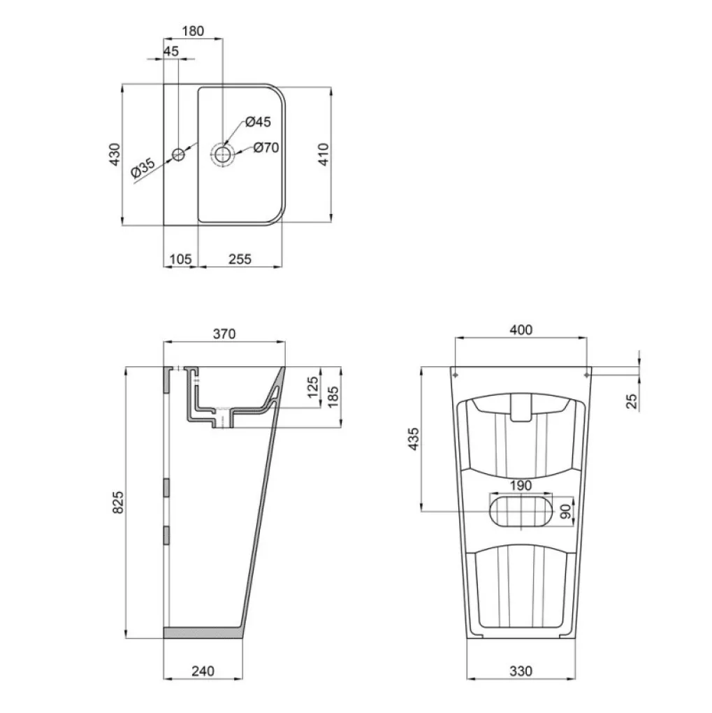 Раковина для підлоги моноблок Qtap Tern 440х380х830 білий (QT1711G302WN)- Фото 4