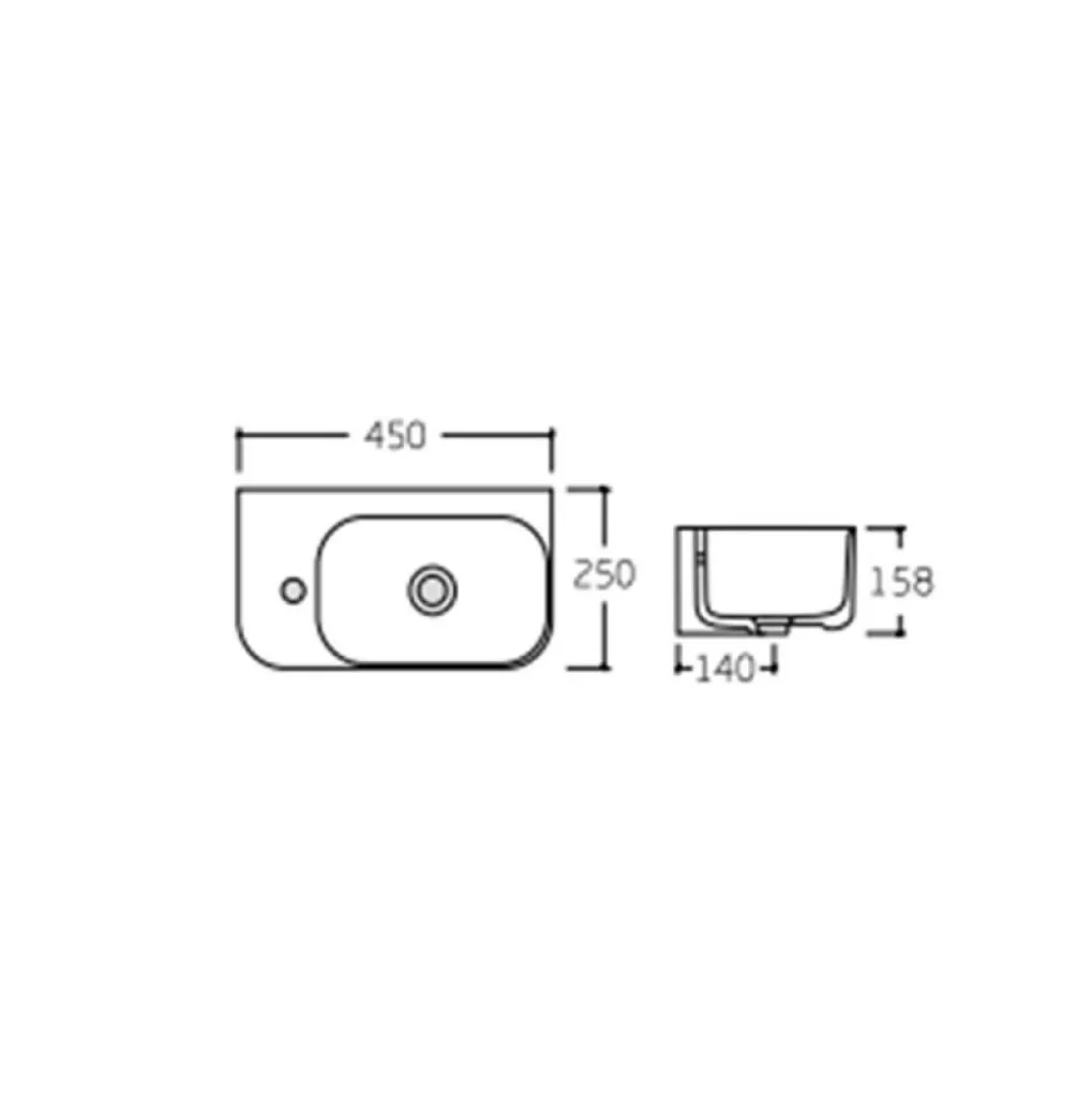 Раковина підвісна Qtap Tern 450х250х158 крило зліва білий (QT1711H02RW)- Фото 4