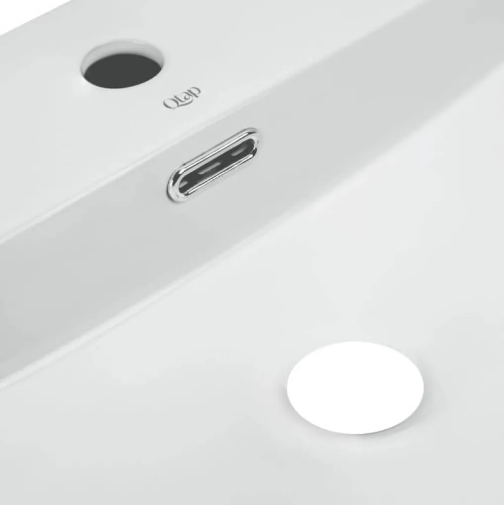 Раковина підвісна прамокутна Qtap Nando LT 595х440х130 мм White + Донний клапан PU02O- Фото 3