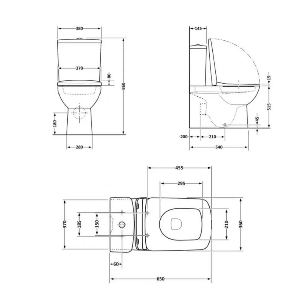 Унитаз-компакт Qtap Crow безободковый с сиденьем Soft-close QT05222170W- Фото 4