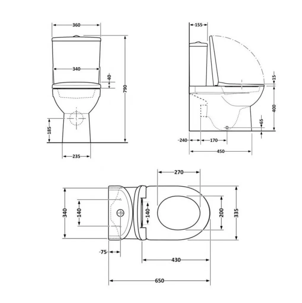 Унитаз-компакт Qtap Presto безободковый с сиденьем Soft-close QT24221217AW- Фото 4