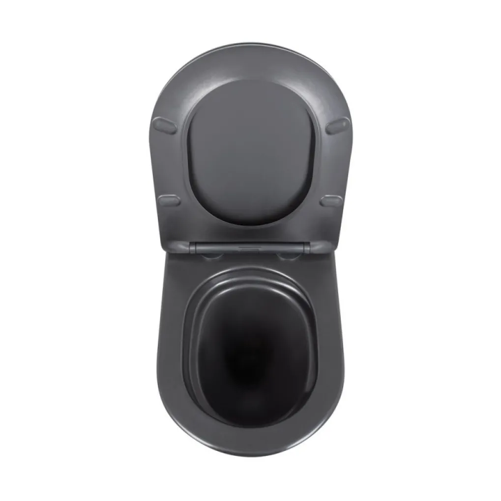 Унитаз подвесной Qtap Robin New безободковый с сиденьем Soft-close черный матовый (QT13332381АSMB)- Фото 3