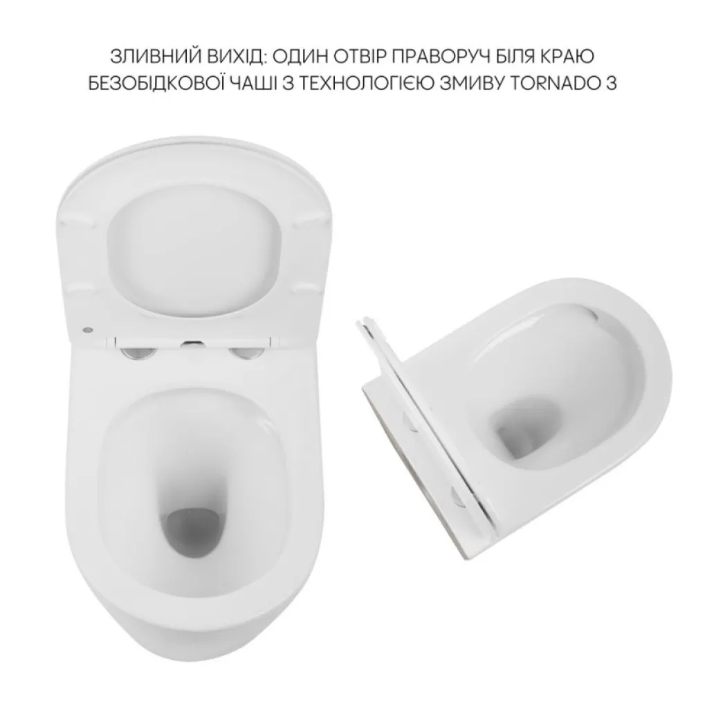 Унитаз подвесной Qtap Scorpio безободковый с сиденьем Soft-close белый (QT14332380AW)- Фото 2
