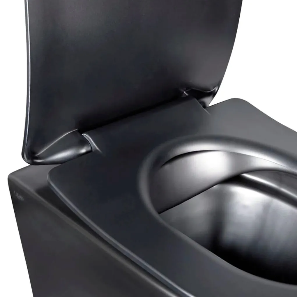Унитаз подвесной Qtap Robin New без ободка с сиденьем Soft-close черный матовый (QT1333046ENRMB)- Фото 2