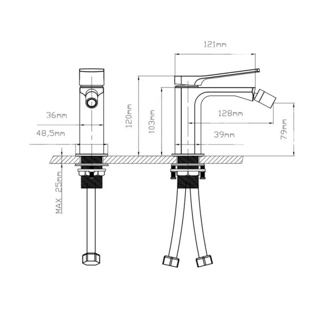 Змішувач для біде Qtap Slavonice Black Matt (QTSLA255BLM45922)- Фото 4