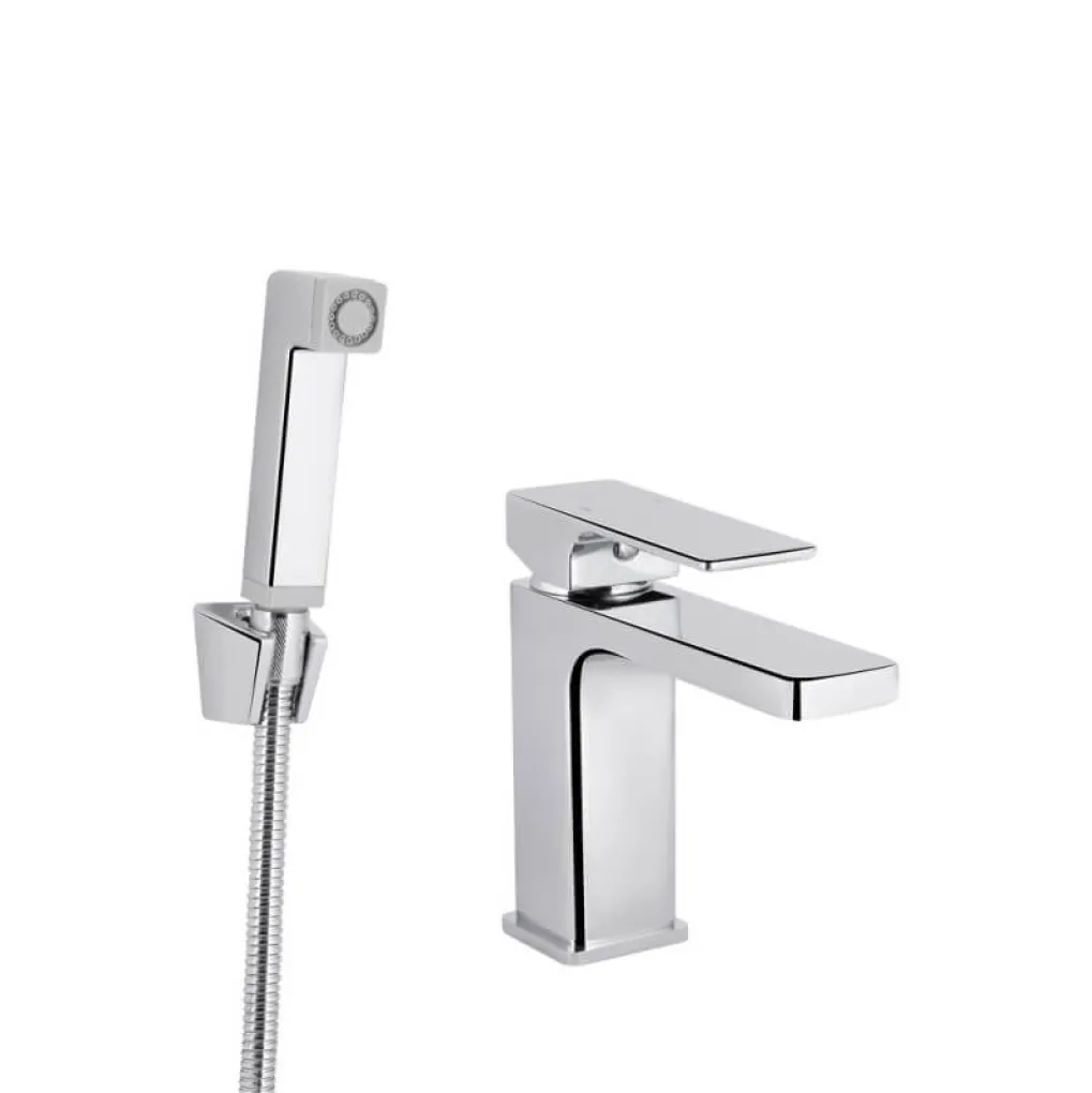 Змішувач для раковини Qtap Gemini з гігієнічним душем Chrome (QTGEM272CRM45689)- Фото 1