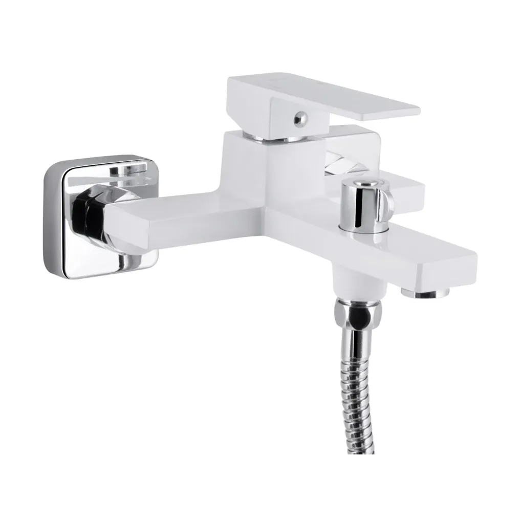 Змішувач для ванни Qtap Gemini з душовим гарнітуром хром/білий (QTGEM259CRW45683)- Фото 2