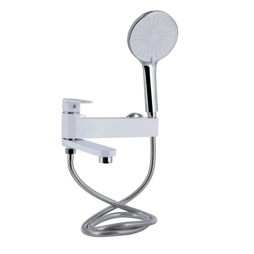 Змішувач для ванни Qtap Jay з душовим гарнітуром хром/білий (QTJAY260CRW45554)- Фото 1