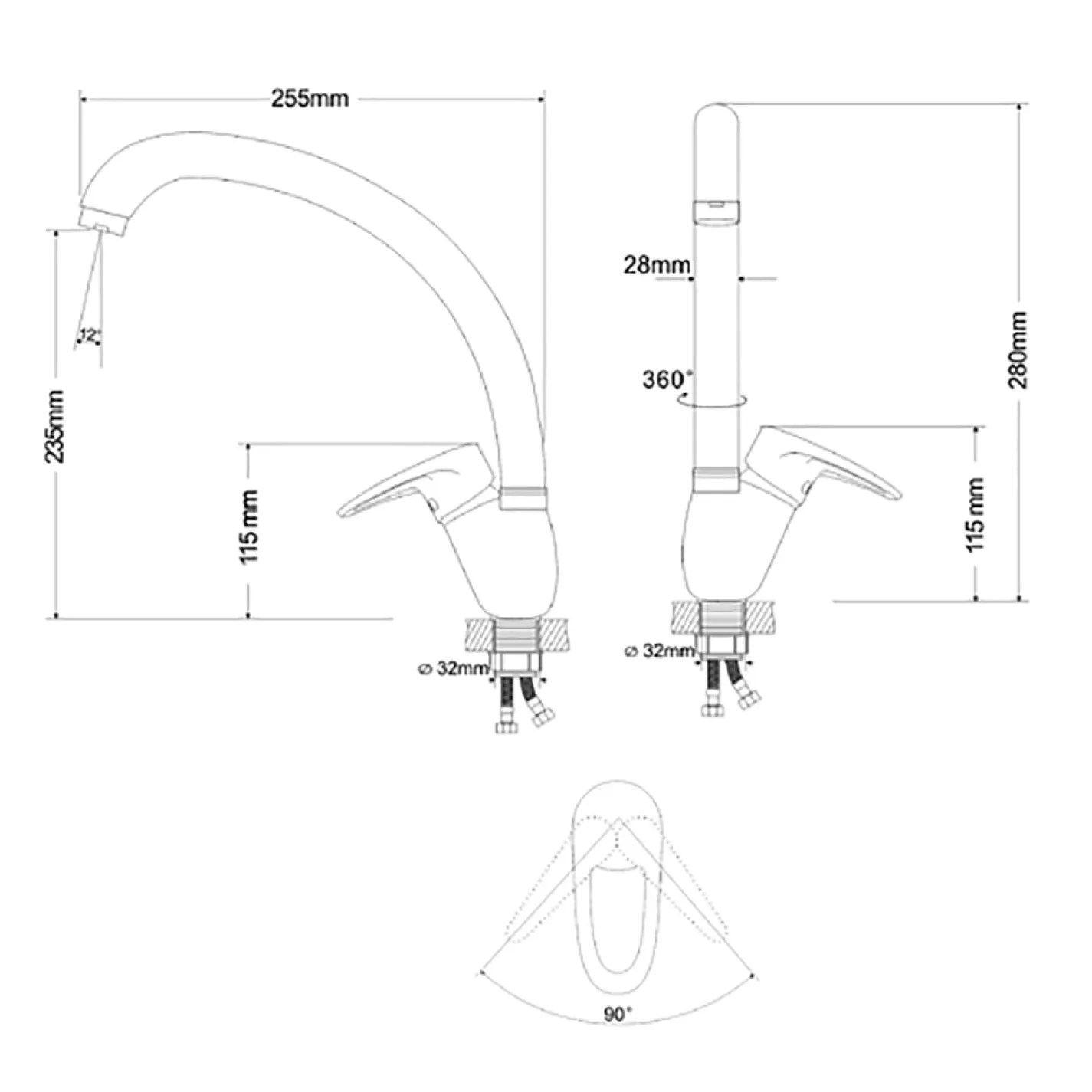 Змішувач для кухні RJ Boss одноважільний, хром (RBZ077-8V) - Фото 1