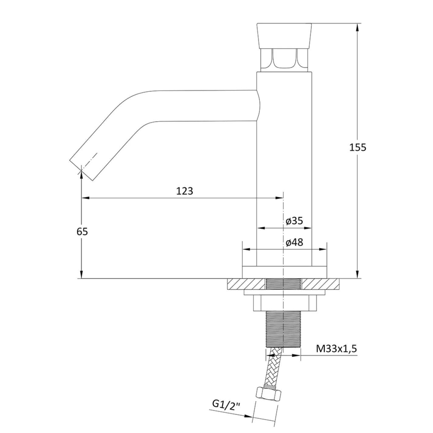Змішувач для раковини RJ Push 123 мм, хром (RBZ133-1) - Фото 1
