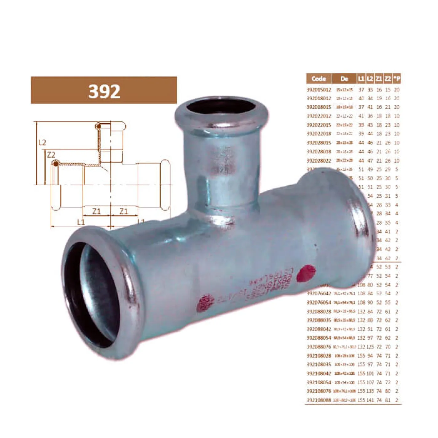 Тройник редукционный стальной RM SteelPres 392 Ø108 х 35 х 108 оцинкованный (отопление) - Фото 3