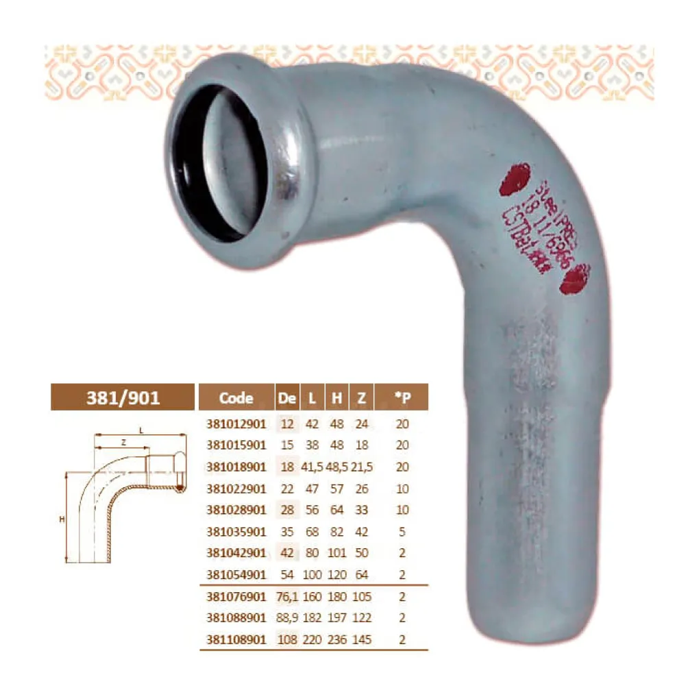 Колено стальное RM SteelPres 381/901 Ø76,1 90° ВЗ оцинкованное (отопление)- Фото 3