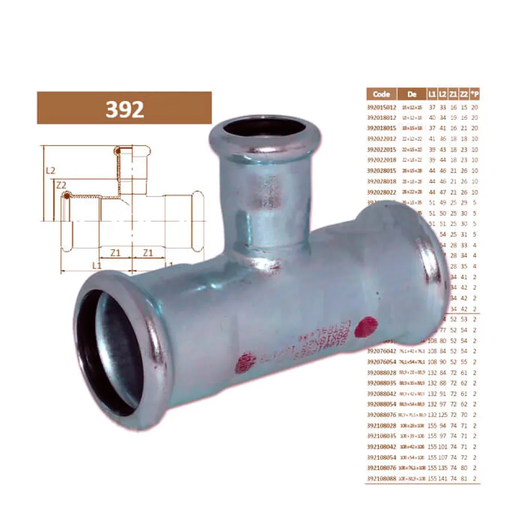 Тройник редукционный стальной RM SteelPres 392 Ø108 х 76,1 х 108 оцинкованный (отопление)- Фото 4