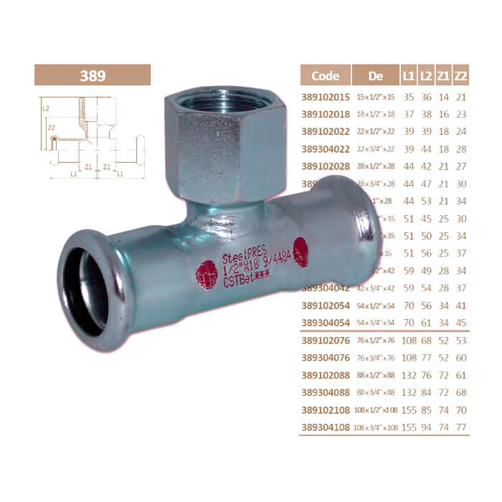 Тройник стальной RM SteelPres 389 Ø76,1 х 1/2 В х 76,1 оцинкованный (отопление)- Фото 3