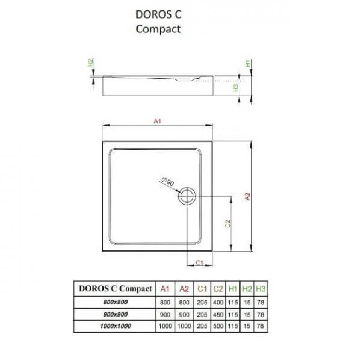 Душовий піддон Radaway Doros C Compact 800x800x115 Білий (SDRC8080-05) - Фото 1