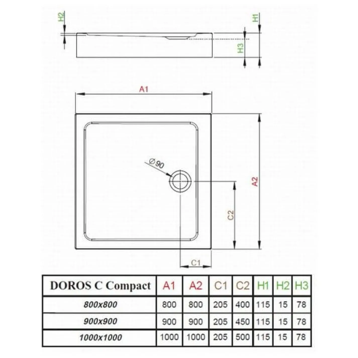 Душевой поддон Radaway Doros C Compact 900x900x115 Белый (SDRC9090-05) - Фото 2