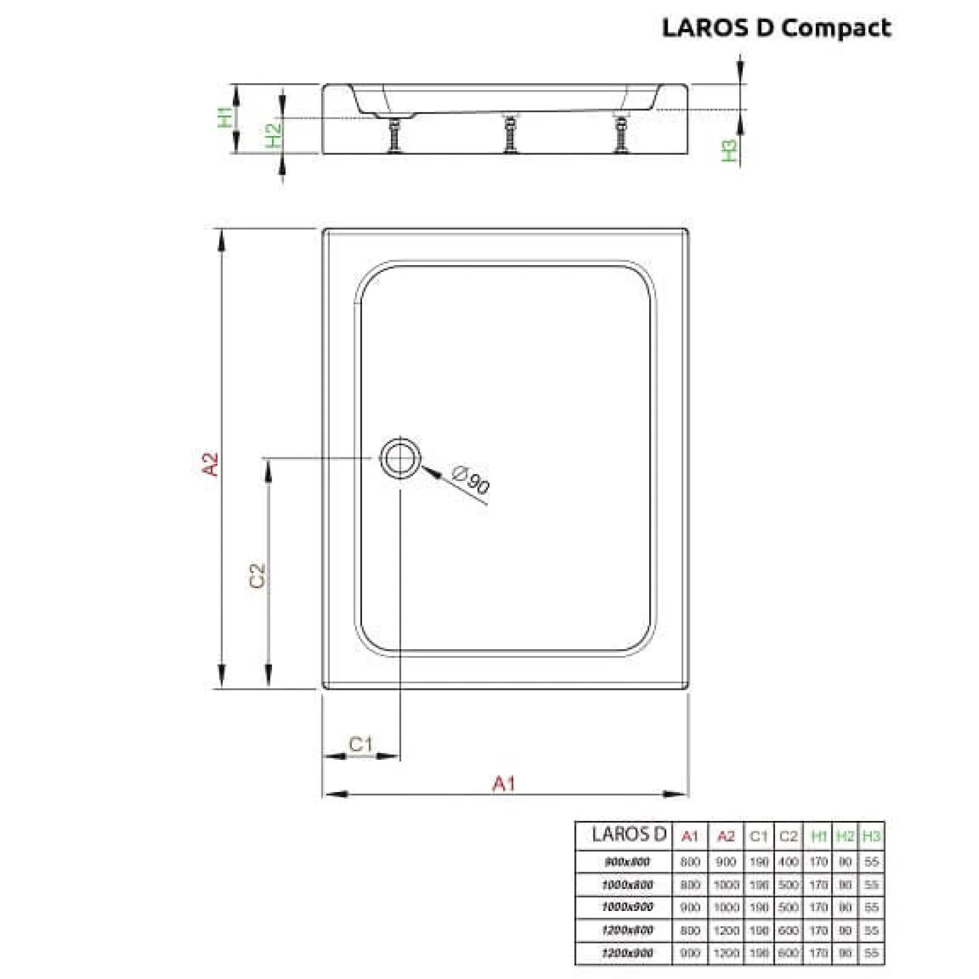 Душовий піддон Radaway Laros D Compact 1200x900x170 Білий (SLD91217-01) - Фото 2