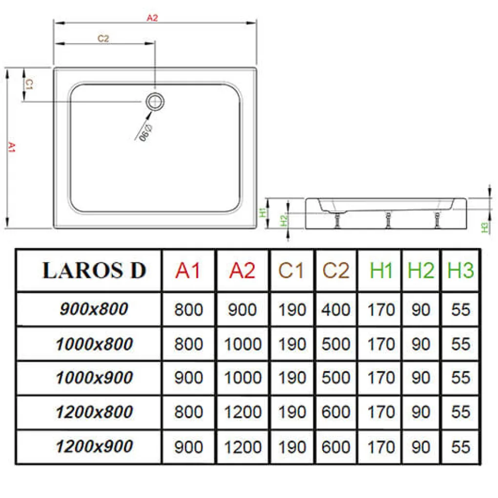 Душовий піддон Radaway Laros D Compact 1000x900x170 Білий (SLD91017-01)- Фото 3