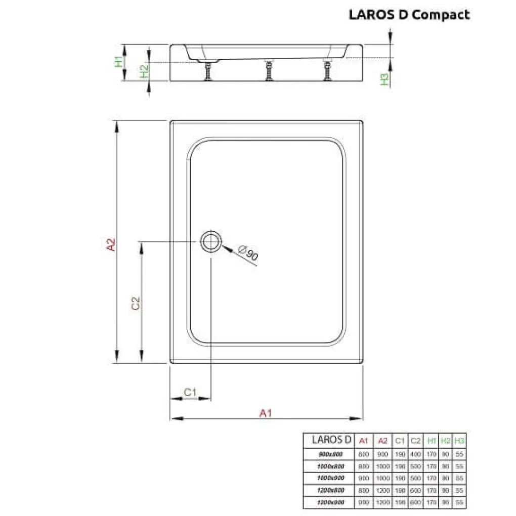 Душевой поддон Radaway Laros D Compact 1200x900x170 Белый (SLD91217-01)- Фото 3
