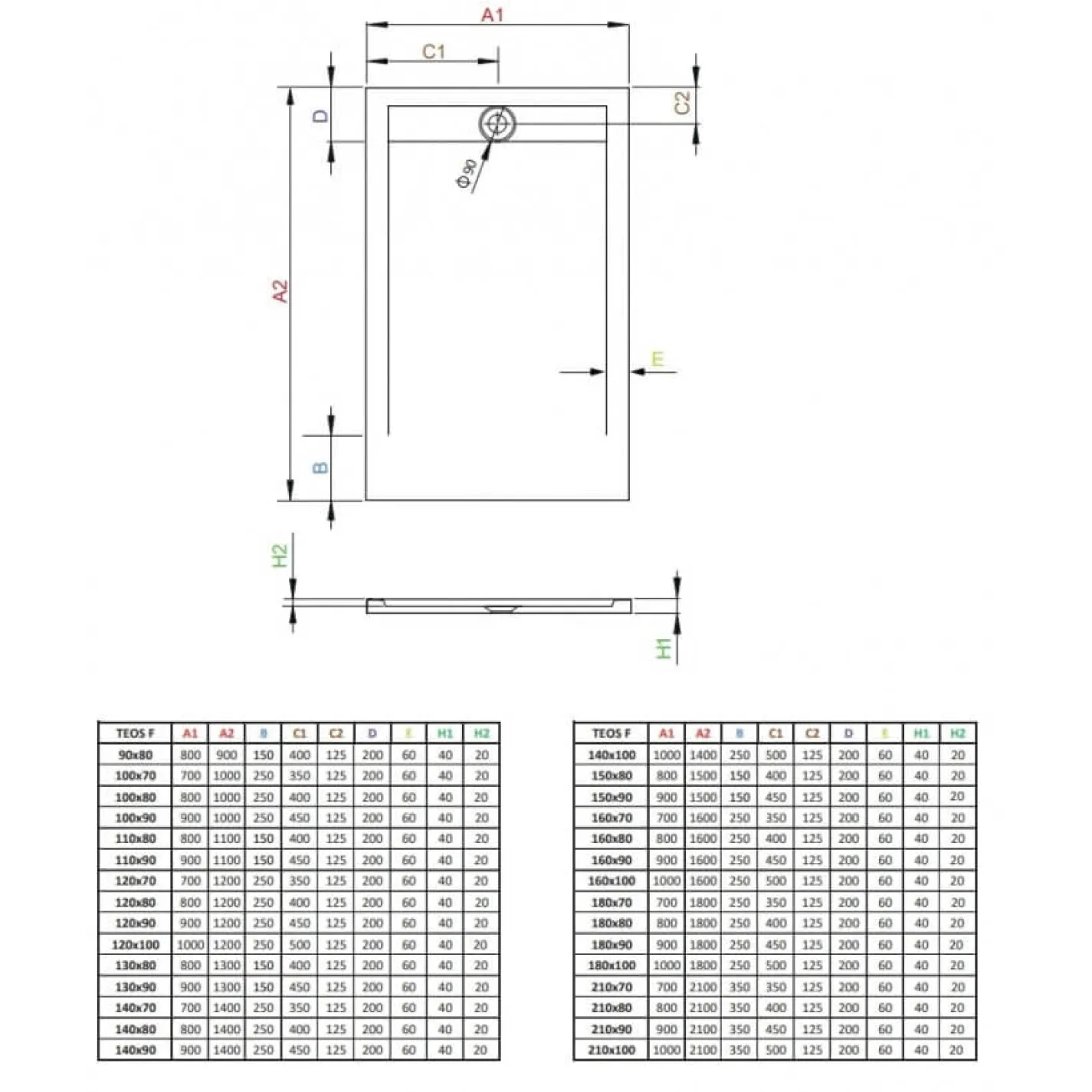 Душовий піддон Radaway Teos F 1000x900x40 Білий (HTF10090-04) - Фото 1