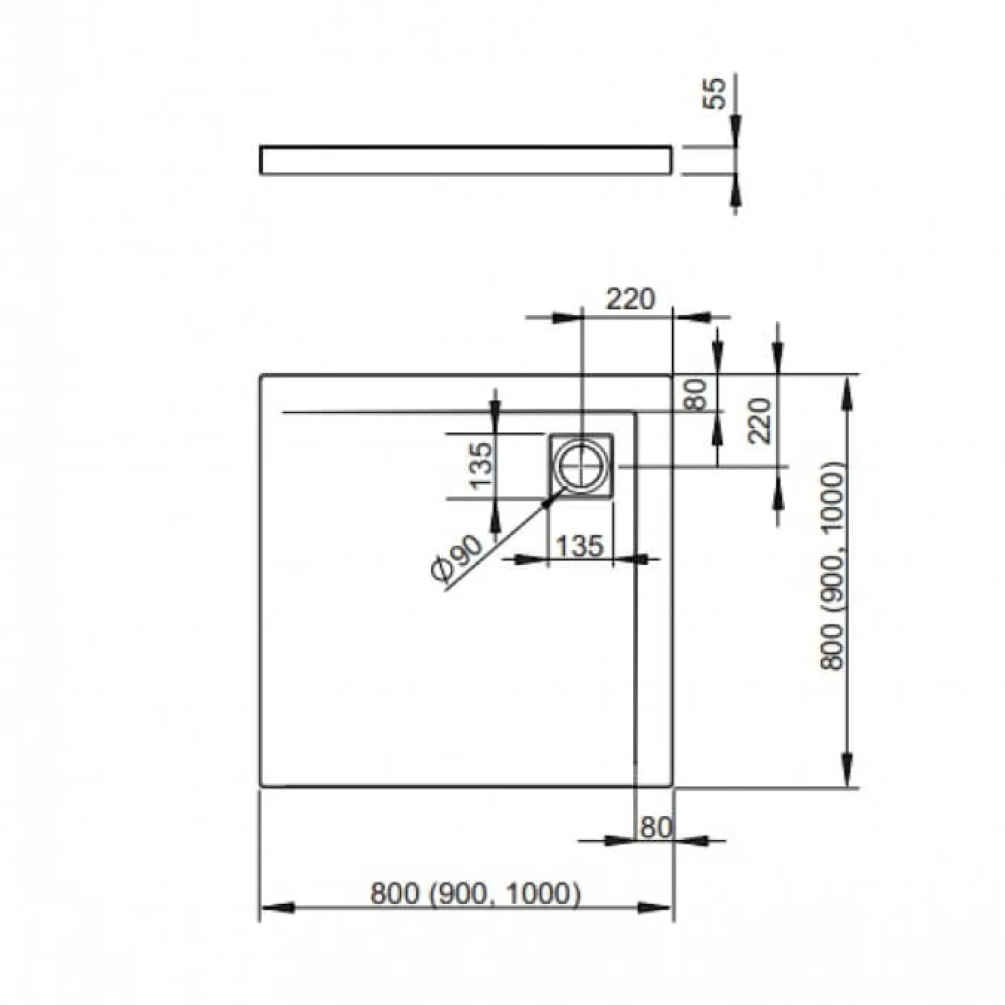 Душевой поддон Radaway Argos 900x900x55 Белый (4AC99-01) - Фото 1