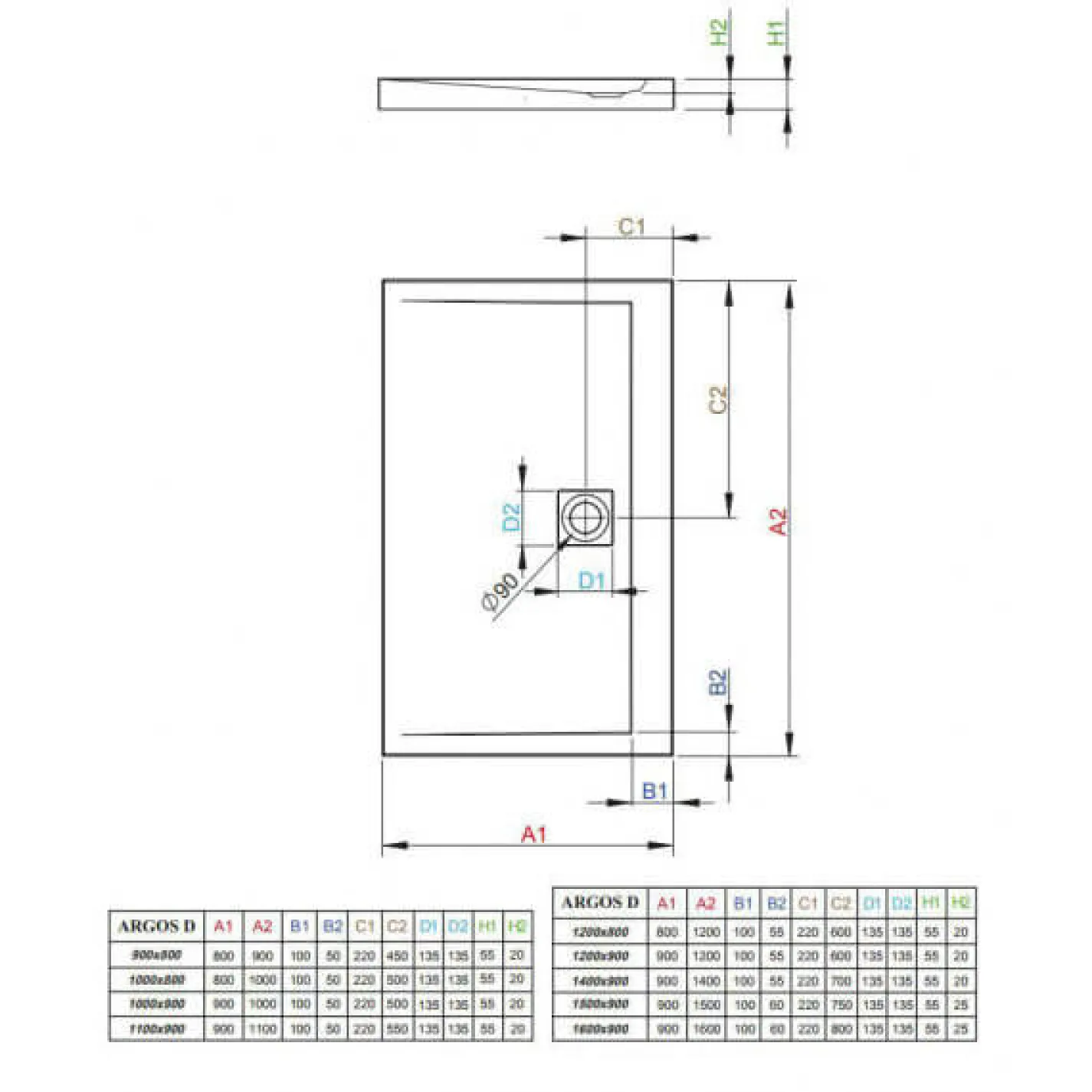 Душовий піддон Radaway Argos D 1000x900x55 Білий (4AD910-01) - Фото 1