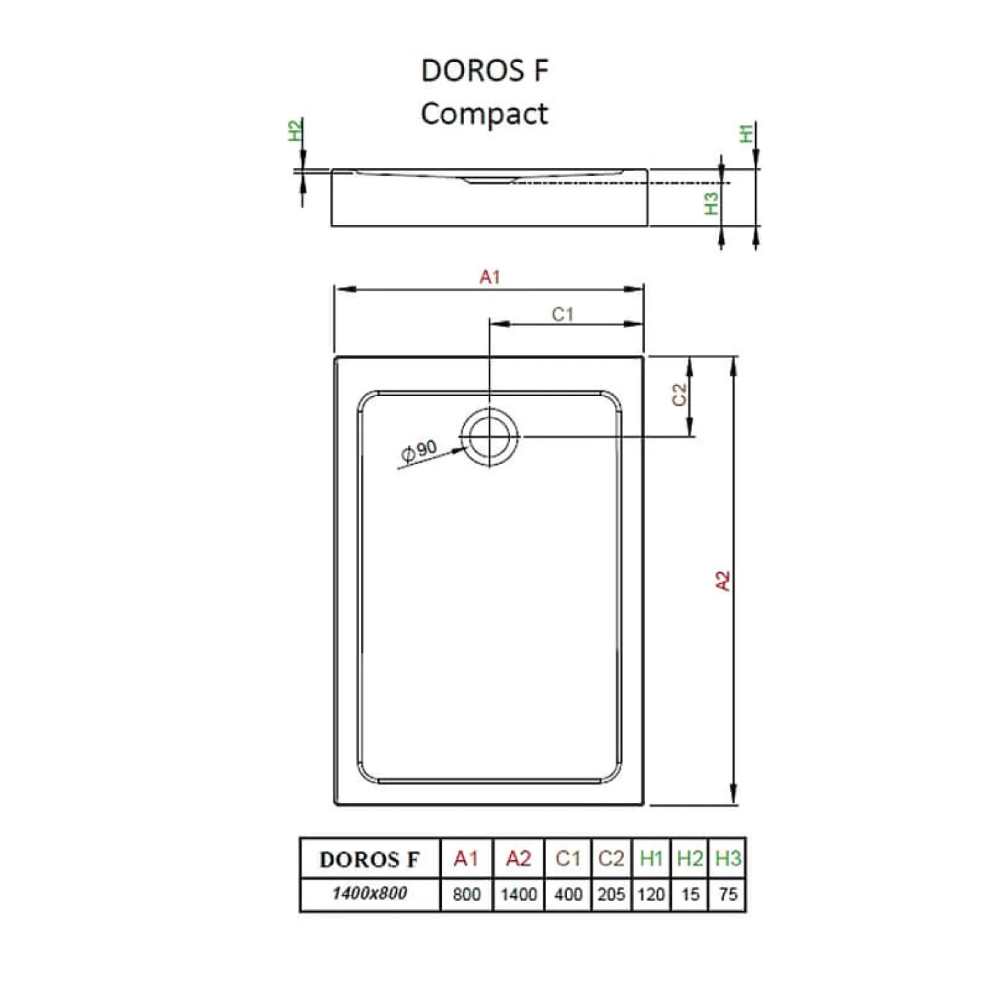 Душовий піддон Radaway Doros F Compact 1400x800x120, білий - Фото 2