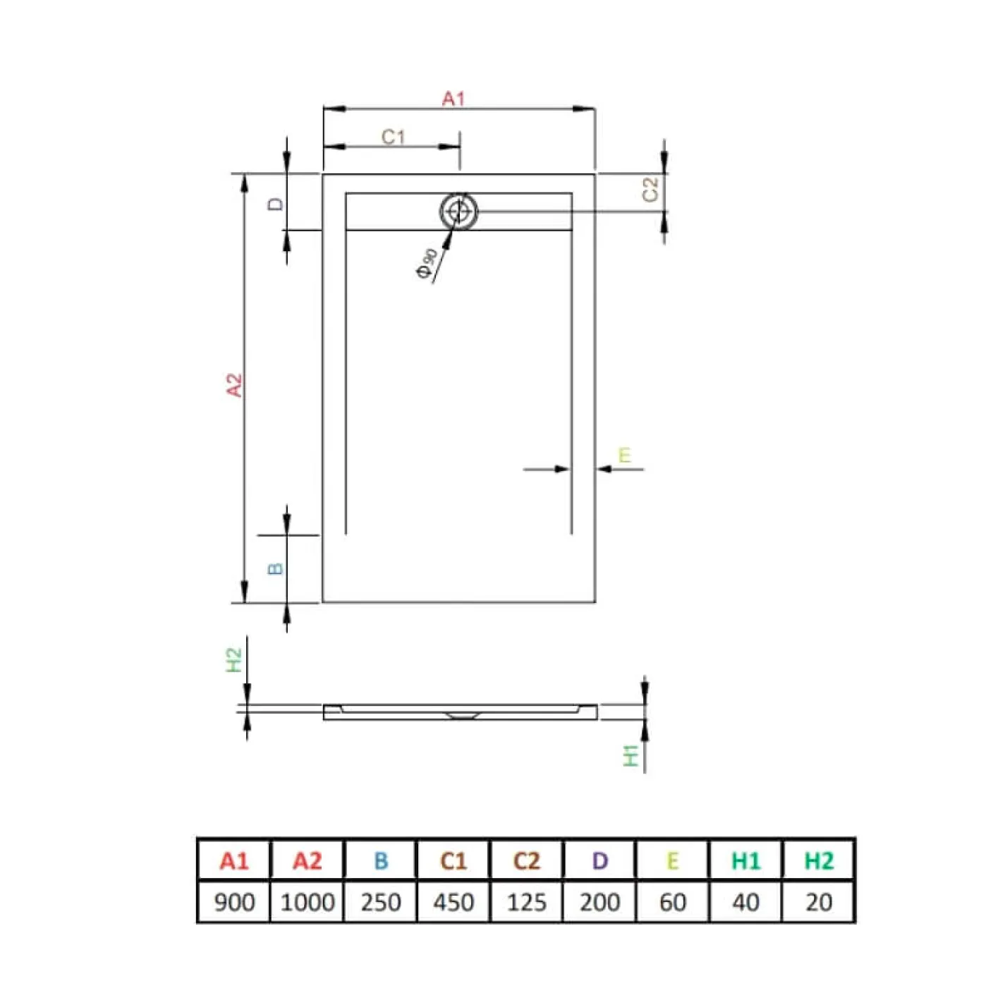 Душевой поддон Radaway Teos F 1000x900x40, антрацит (HTF10090-64) - Фото 3