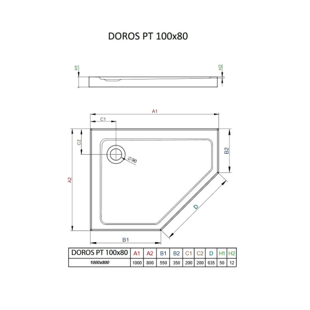 Душевой поддон Radaway Doros PT 1000Rx800x50 (SDRPT1080-01R)- Фото 3