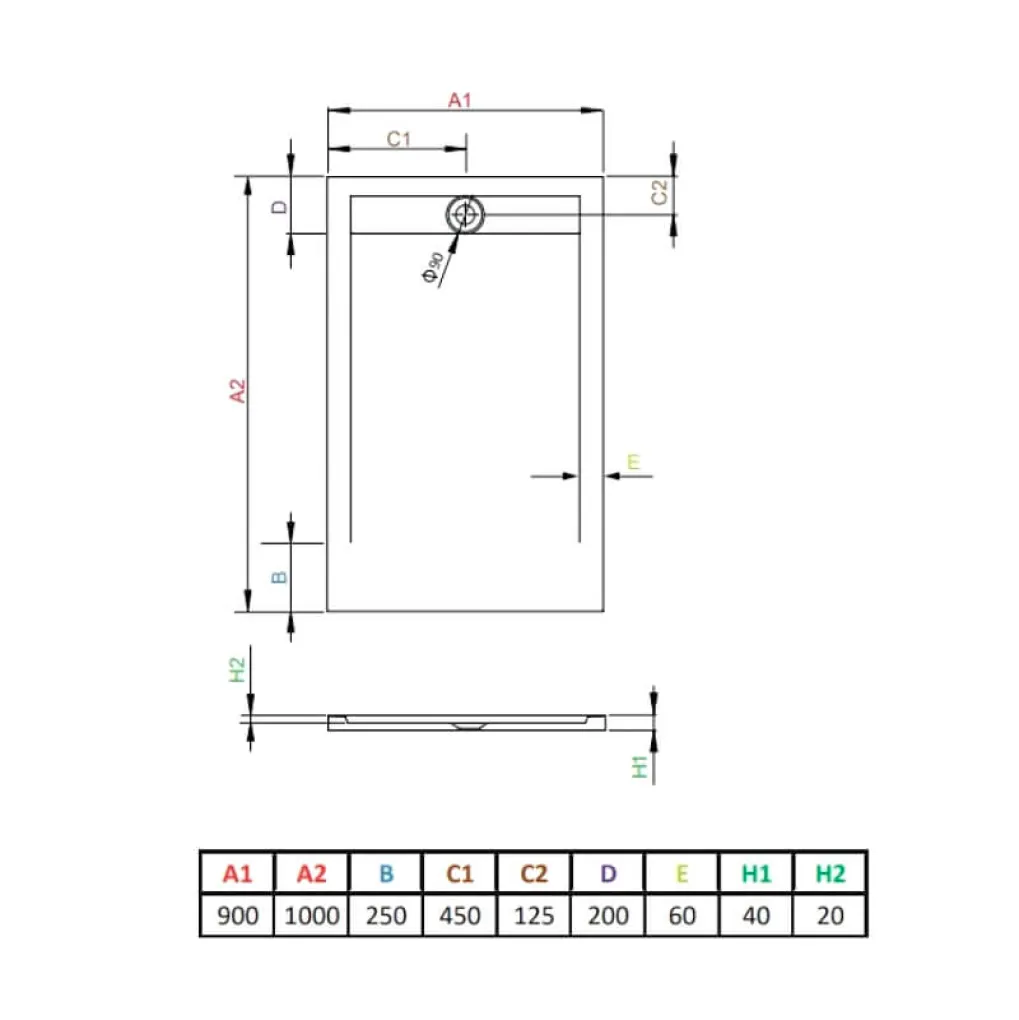 Душовий піддон Radaway Teos F 1000x900x40, антрацит (HTF10090-64)- Фото 4