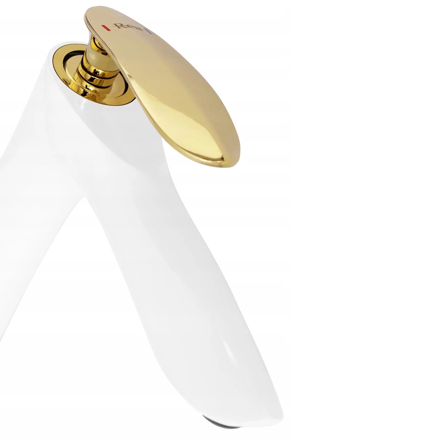 Змішувач для умивальника Rea Orbit білий золото низький (REA-B2052)- Фото 4