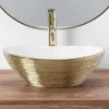 Раковина накладная Rea Sofia Brushed Gold White золото/белый (REA-U3697)- Фото 3