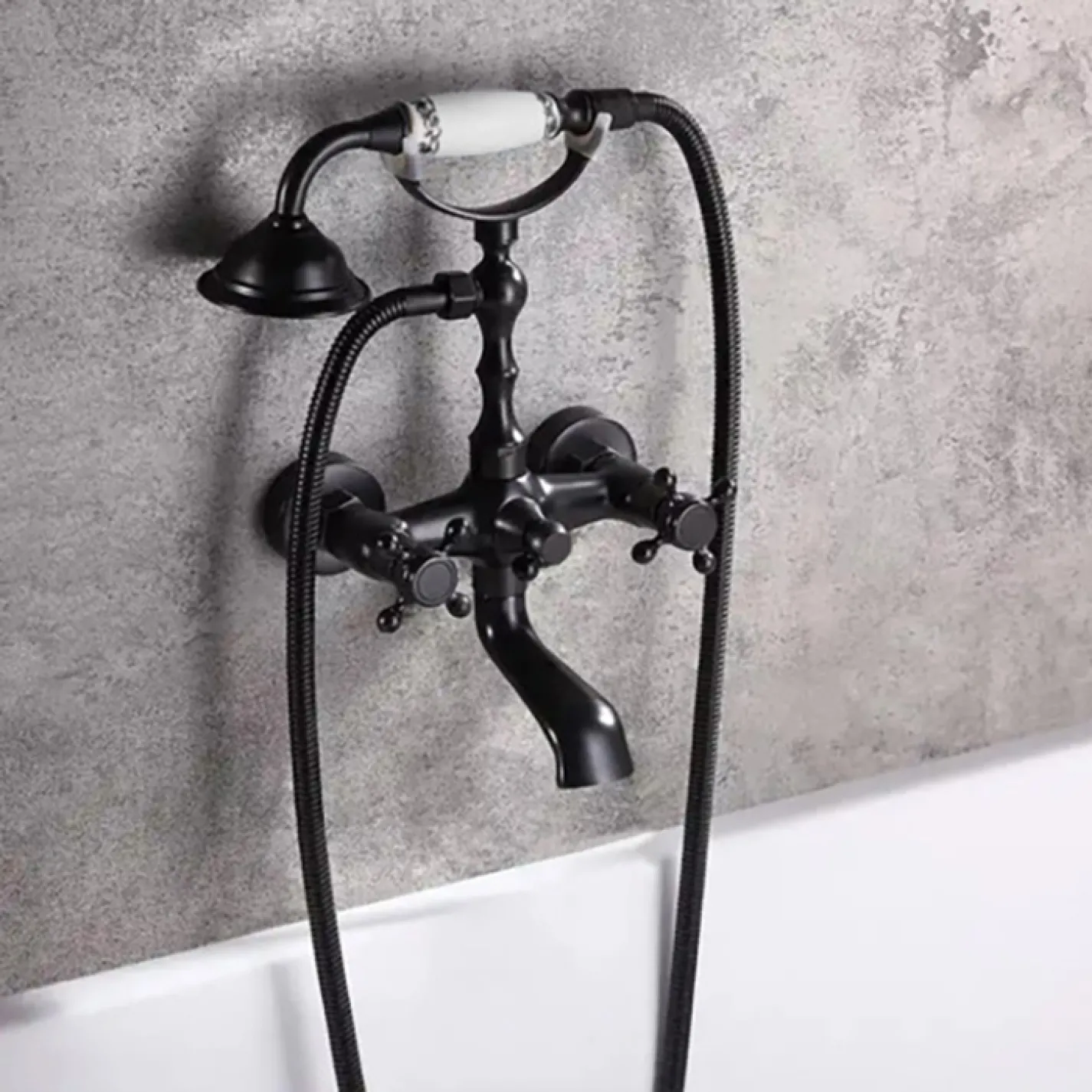 Змішувач для ванни Rea Rustico Old з ручним душем, чорний (REA-B0701) - Фото 2