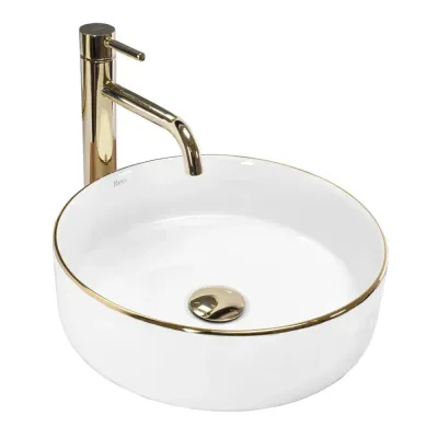 Раковина накладная Rea Sami Gold Edge белый (REA-U6758)