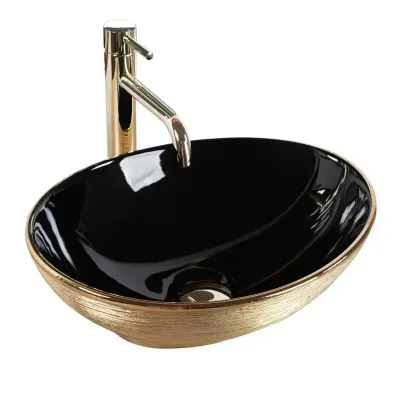 Раковина накладна Rea Sofia Brushed Gold Black золото/чорний (REA-U3310)