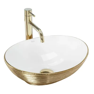 Раковина накладна Rea Sofia Brushed Gold White золото/білий (REA-U3697)