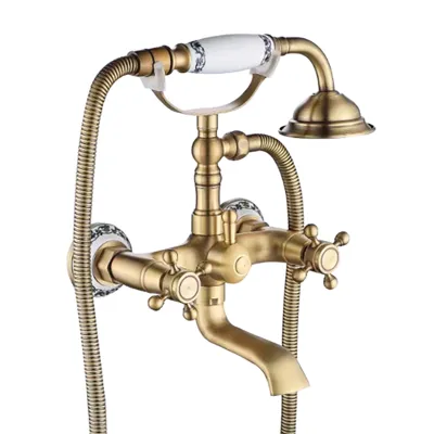 Змішувач для ванни Rea Rustico Old з ручним душем, матове золото (REA-B0702)